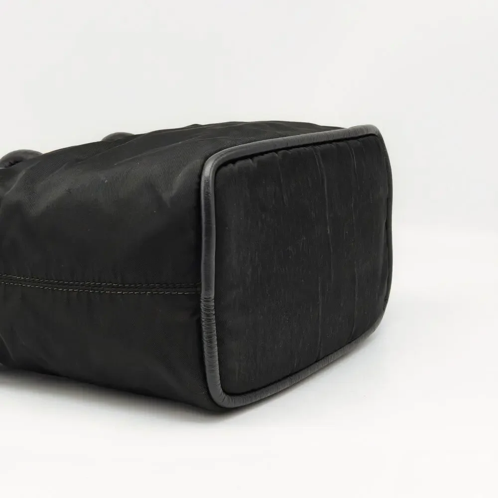 Vintage Celine Paris Black Nylon Leather Trim Tote Handbag Italy